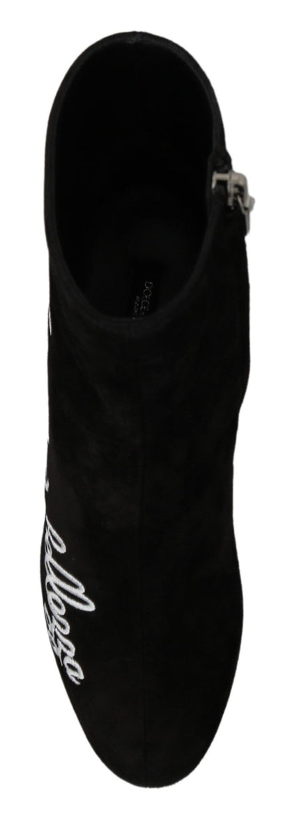 Dolce & Gabbana Black Suede L'Amore E'Bellezza Boots Shoes - SMARTMARTNZ