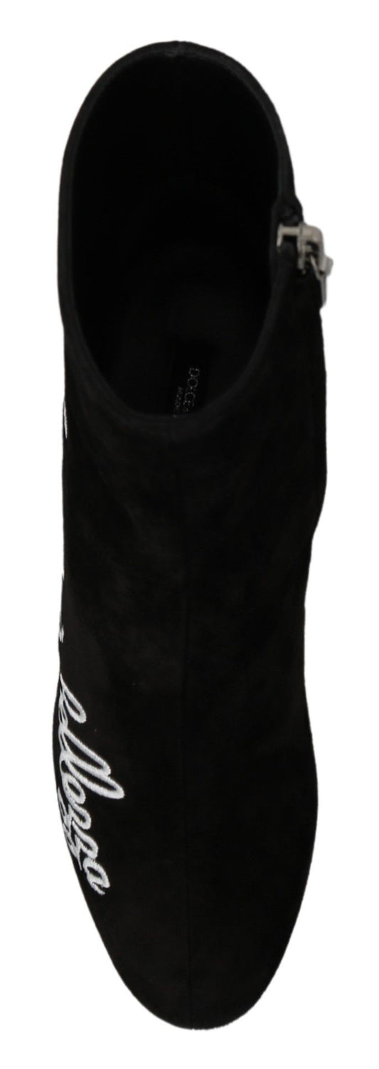 Dolce & Gabbana Black Suede L'Amore E'Bellezza Boots Shoes - SMARTMARTNZ