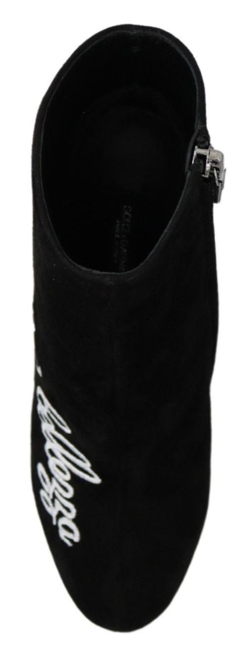 Dolce & Gabbana Black Suede L'Amore E'Bellezza Boots Shoes - SMARTMARTNZ