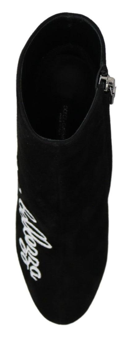 Dolce & Gabbana Black Suede L'Amore E'Bellezza Boots Shoes - SMARTMARTNZ