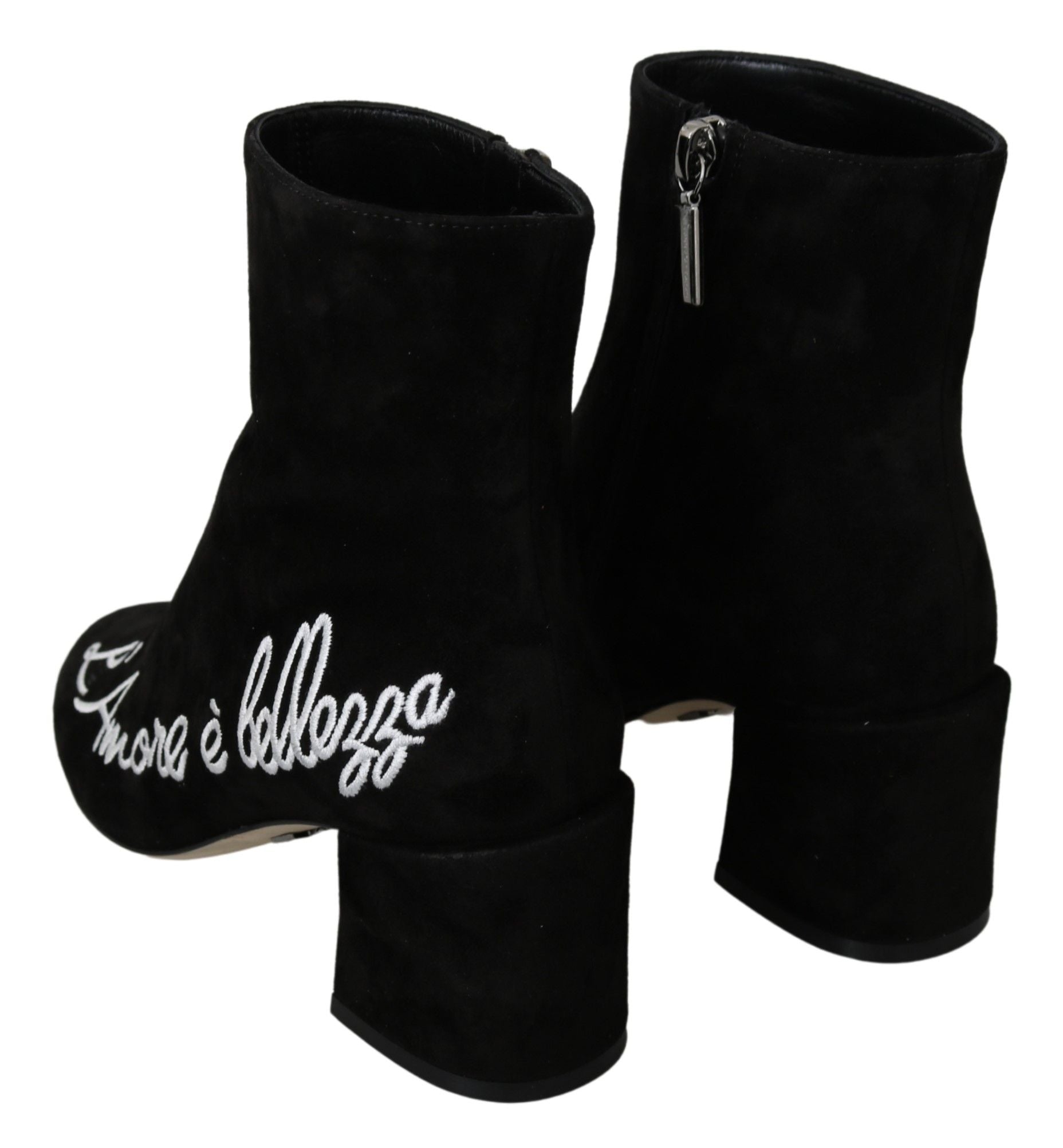 Dolce & Gabbana Black Suede L'Amore E'Bellezza Boots Shoes - SMARTMARTNZ