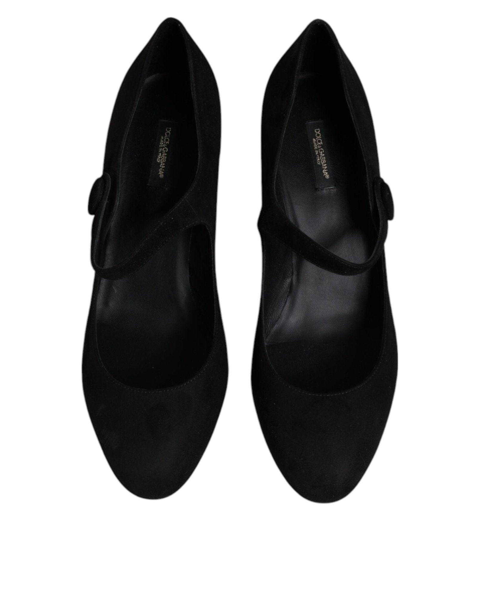 Dolce & Gabbana Black Suede Leather Block Heels Pumps Shoes - SMARTMARTNZ
