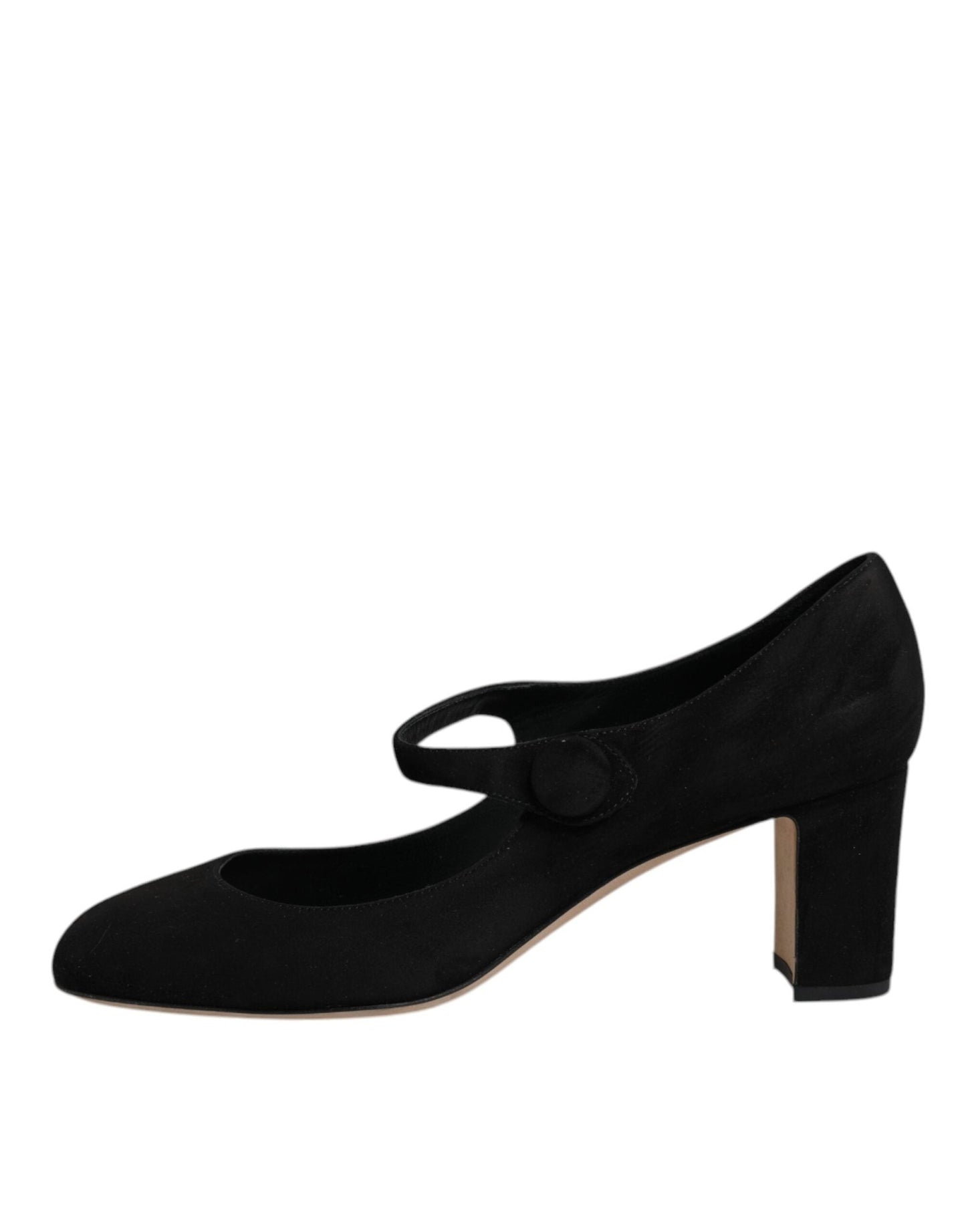 Dolce & Gabbana Black Suede Leather Block Heels Pumps Shoes - SMARTMARTNZ