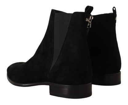 Dolce & Gabbana Black Suede Leather Chelsea Mens Boots Shoes - SMARTMARTNZ