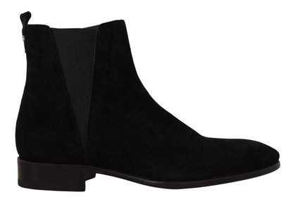 Dolce & Gabbana Black Suede Leather Chelsea Mens Boots Shoes - SMARTMARTNZ