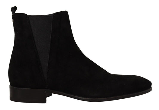 Dolce & Gabbana Black Suede Leather Chelsea Mens Boots Shoes - SMARTMARTNZ