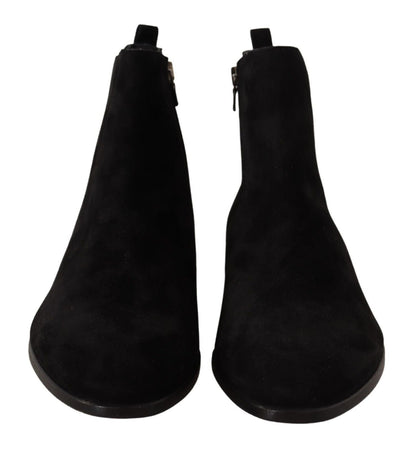 Dolce & Gabbana Black Suede Leather Chelsea Mens Boots Shoes - SMARTMARTNZ