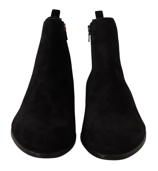 Dolce & Gabbana Black Suede Leather Chelsea Mens Boots Shoes - SMARTMARTNZ