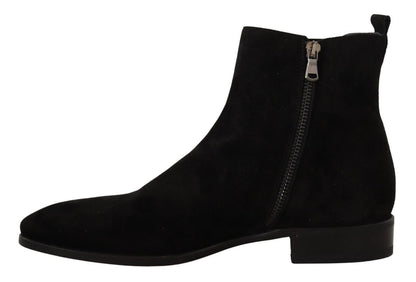 Dolce & Gabbana Black Suede Leather Chelsea Mens Boots Shoes - SMARTMARTNZ