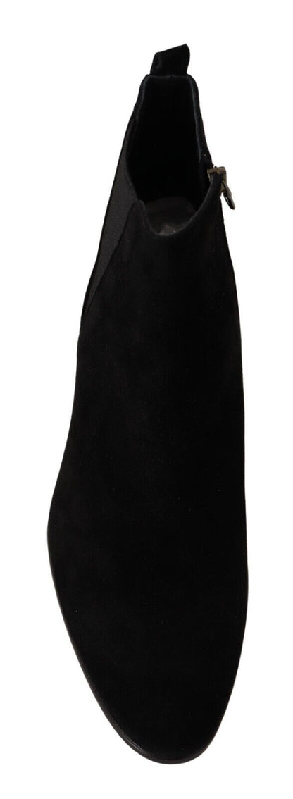 Dolce & Gabbana Black Suede Leather Chelsea Mens Boots Shoes - SMARTMARTNZ