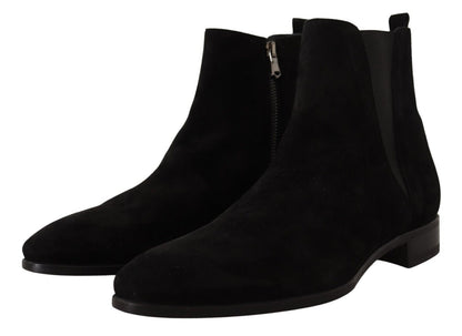 Dolce & Gabbana Black Suede Leather Chelsea Mens Boots Shoes - SMARTMARTNZ
