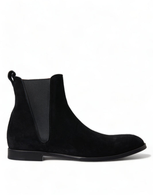 Dolce & Gabbana Black Suede Leather Mid Calf Men Boots Shoes - SMARTMARTNZ
