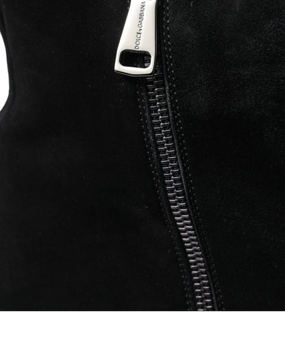 Dolce & Gabbana Black Suede Leather Mid Calf Men Boots Shoes - SMARTMARTNZ