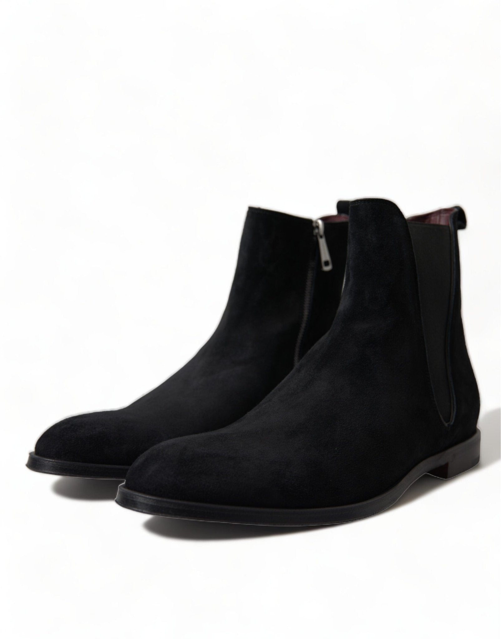Dolce & Gabbana Black Suede Leather Mid Calf Men Boots Shoes - SMARTMARTNZ