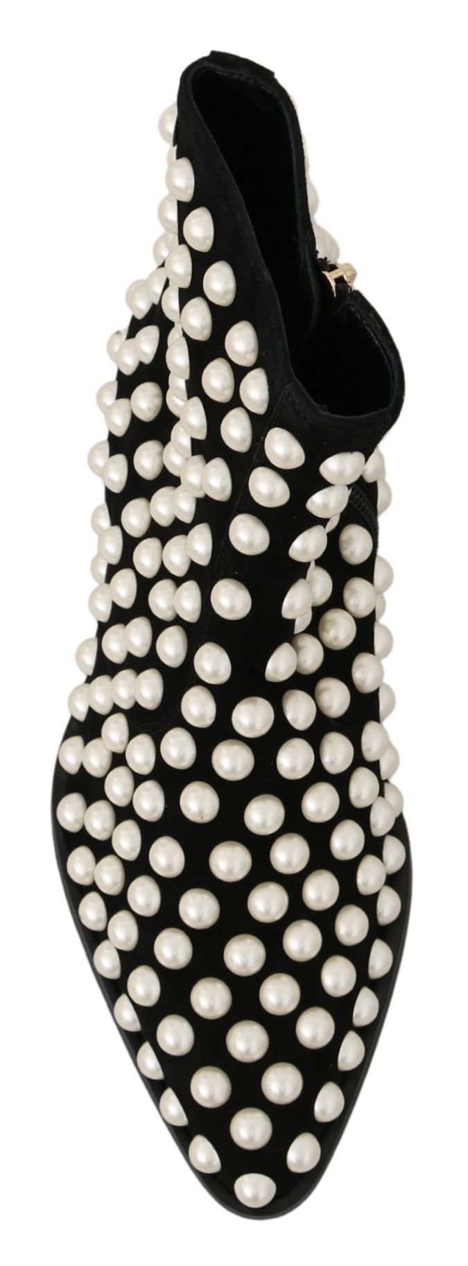 Dolce & Gabbana Black Suede Pearl Studs Boots Shoes - SMARTMARTNZ