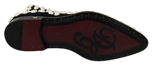 Dolce & Gabbana Black Suede Pearl Studs Boots Shoes - SMARTMARTNZ