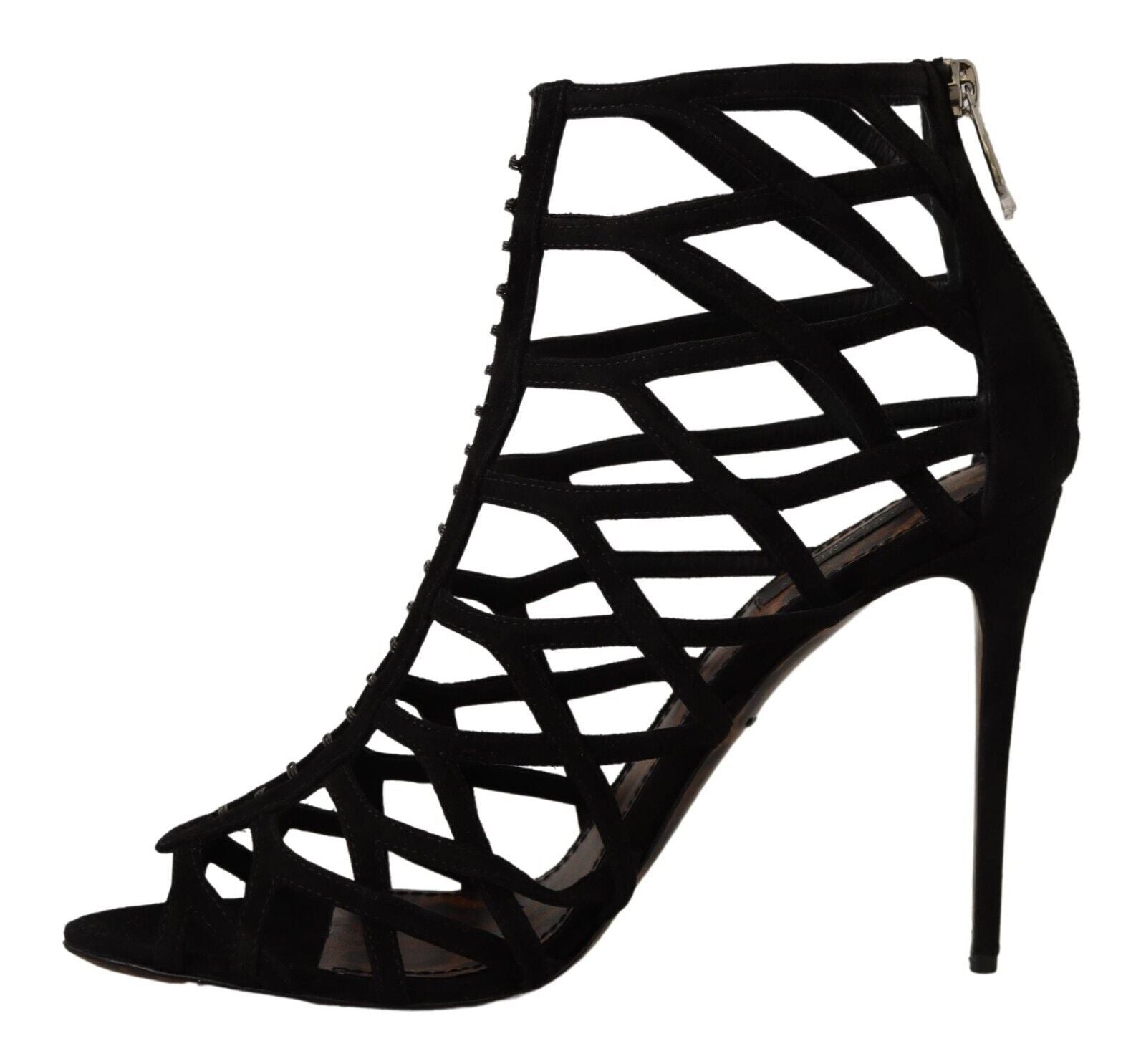 Dolce & Gabbana Black Suede Stiletto Heels Bette Sandals Shoes - SMARTMARTNZ