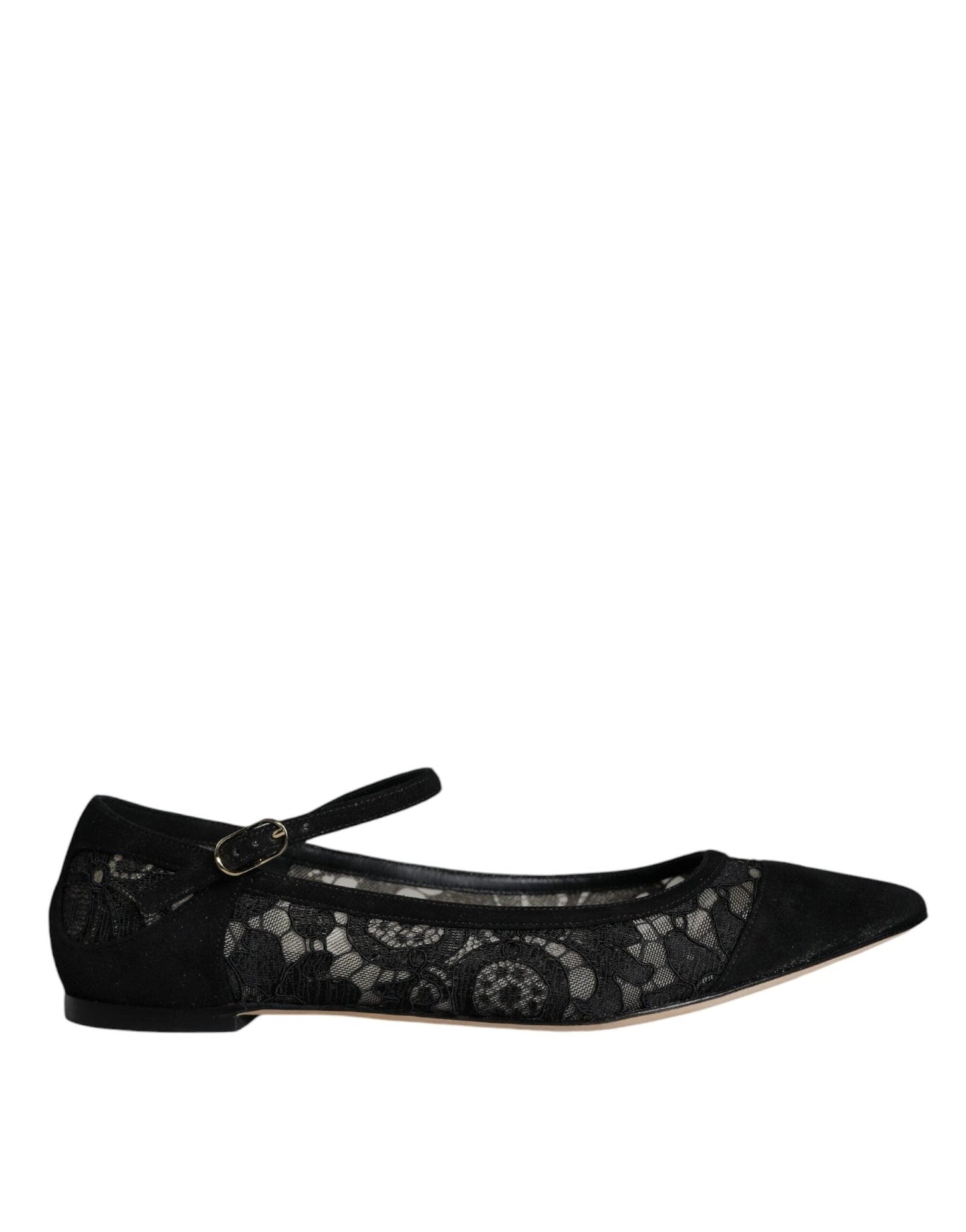 Dolce & Gabbana Black Taormina Lace Bellucci Flats Shoes - SMARTMARTNZ