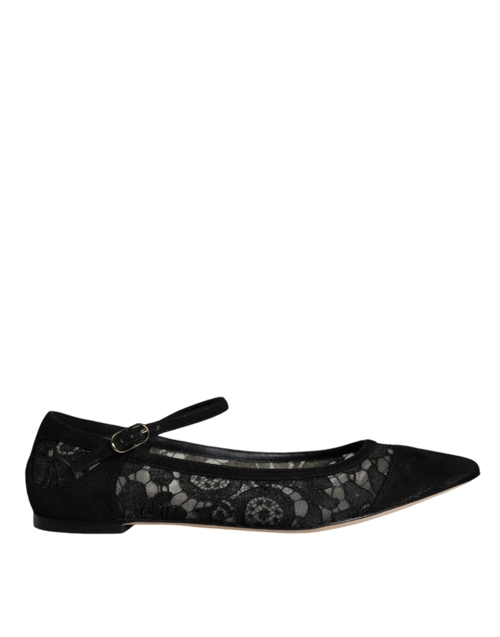 Dolce & Gabbana Black Taormina Lace Bellucci Flats Shoes - SMARTMARTNZ