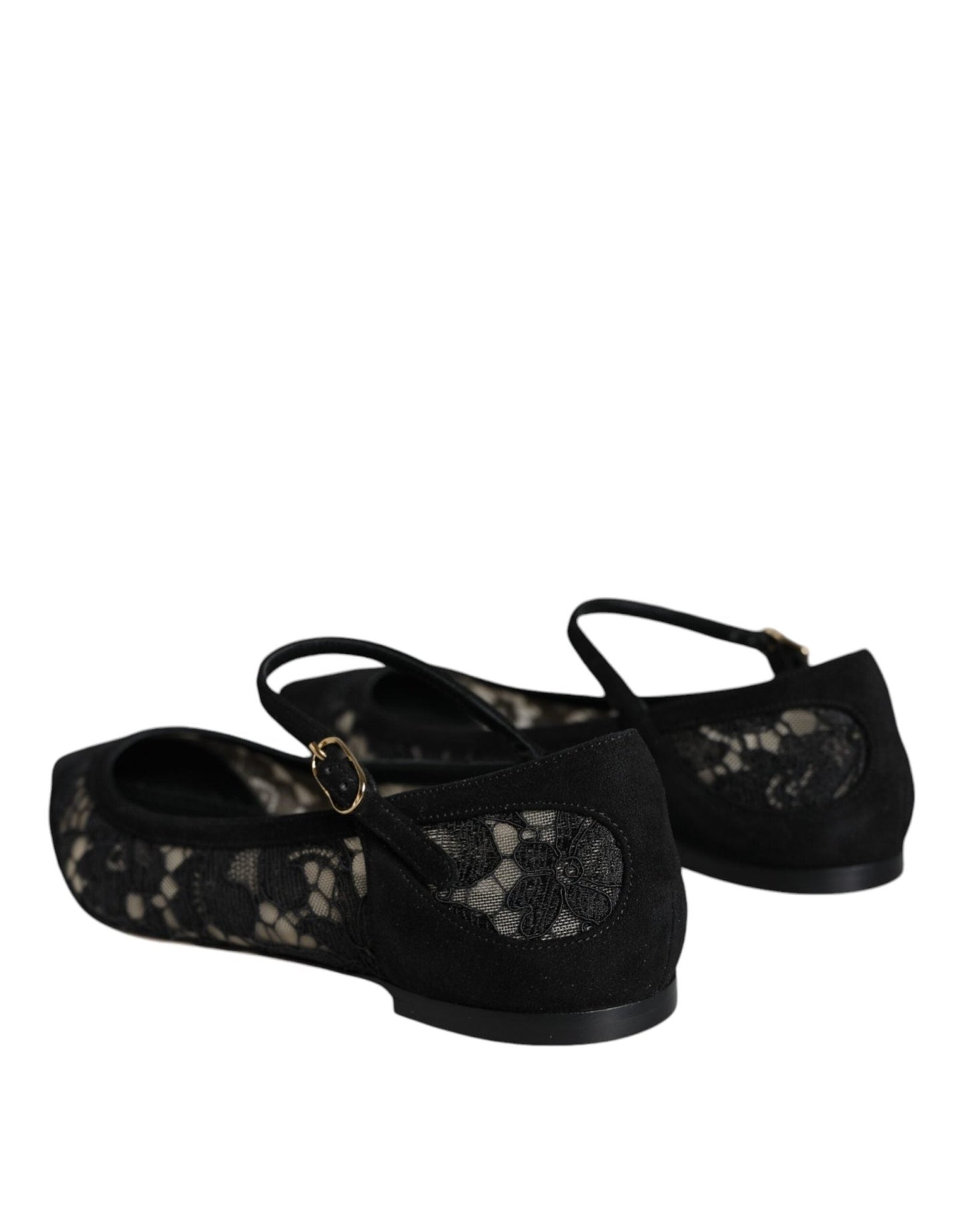 Dolce & Gabbana Black Taormina Lace Bellucci Flats Shoes - SMARTMARTNZ