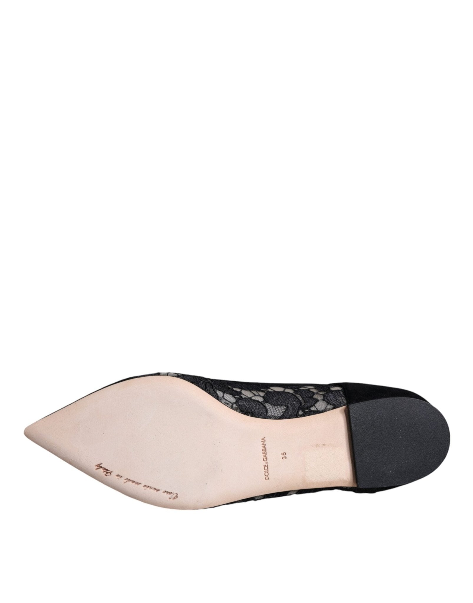 Dolce & Gabbana Black Taormina Lace Bellucci Flats Shoes - SMARTMARTNZ