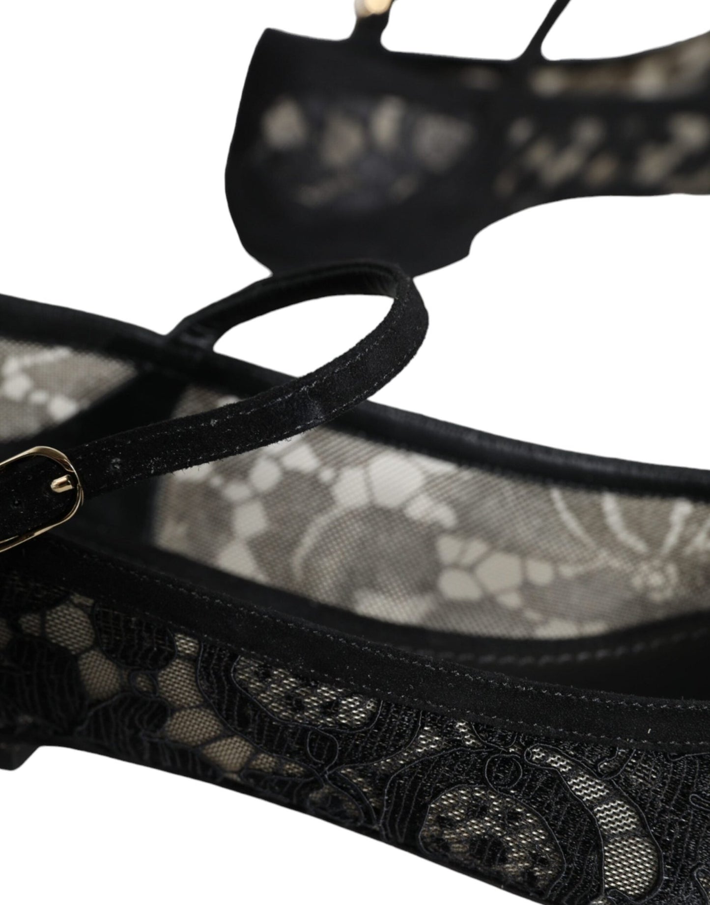 Dolce & Gabbana Black Taormina Lace Bellucci Flats Shoes - SMARTMARTNZ