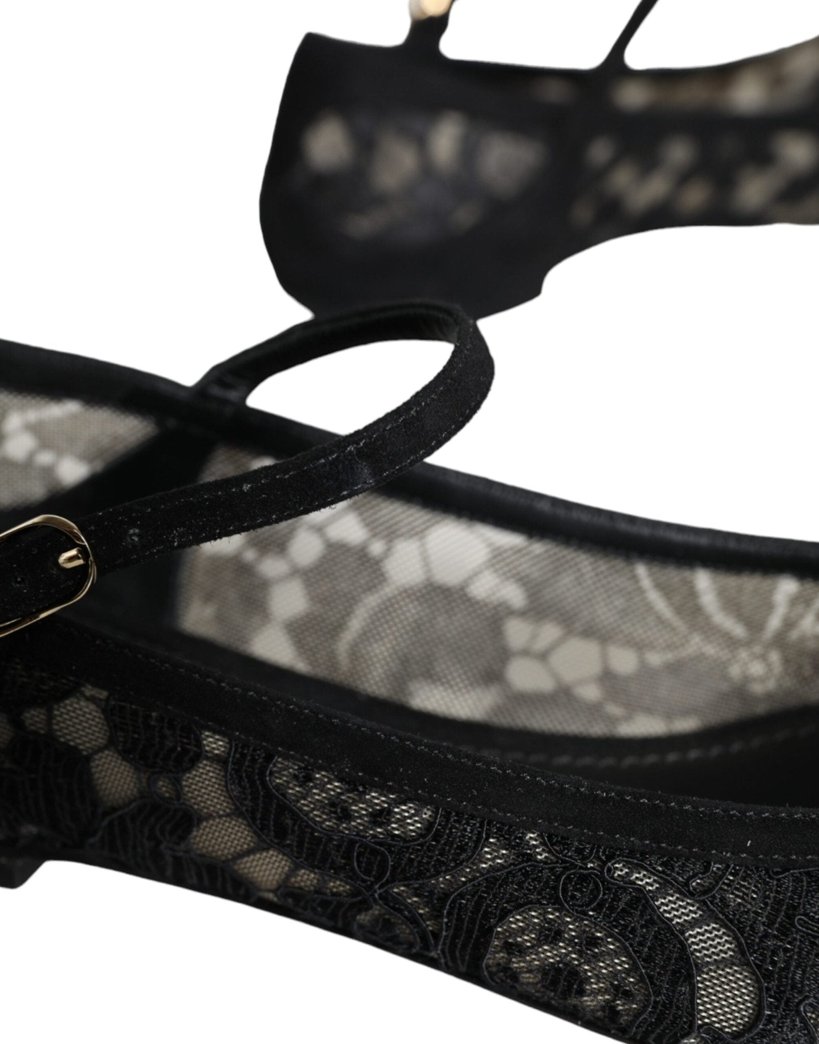 Dolce & Gabbana Black Taormina Lace Bellucci Flats Shoes - SMARTMARTNZ