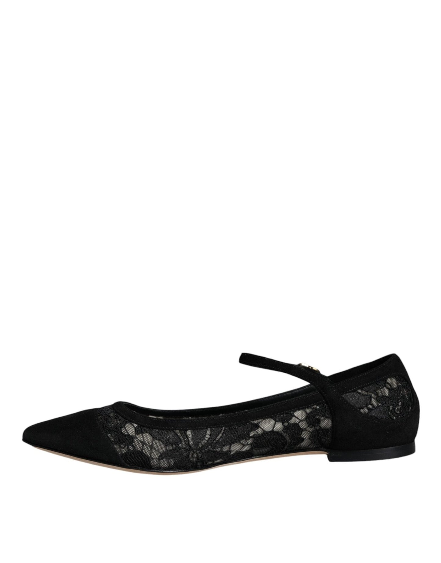 Dolce & Gabbana Black Taormina Lace Bellucci Flats Shoes - SMARTMARTNZ