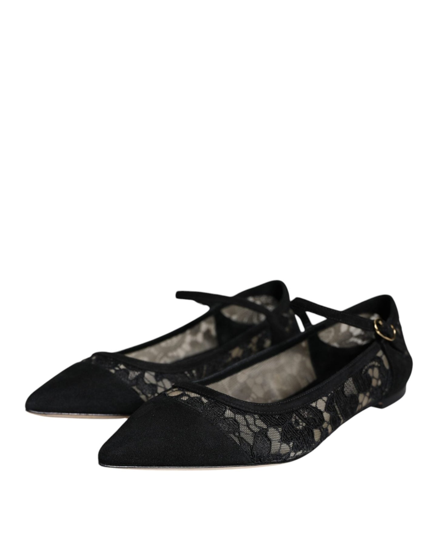 Dolce & Gabbana Black Taormina Lace Bellucci Flats Shoes - SMARTMARTNZ