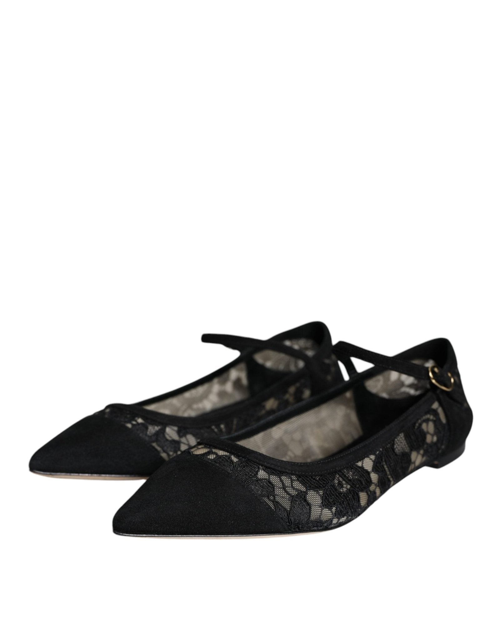 Dolce & Gabbana Black Taormina Lace Bellucci Flats Shoes - SMARTMARTNZ