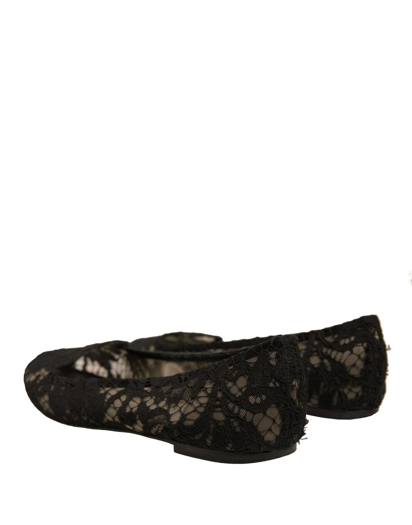 Dolce & Gabbana Black Taormina Lace Slip On Flats Shoes - SMARTMARTNZ