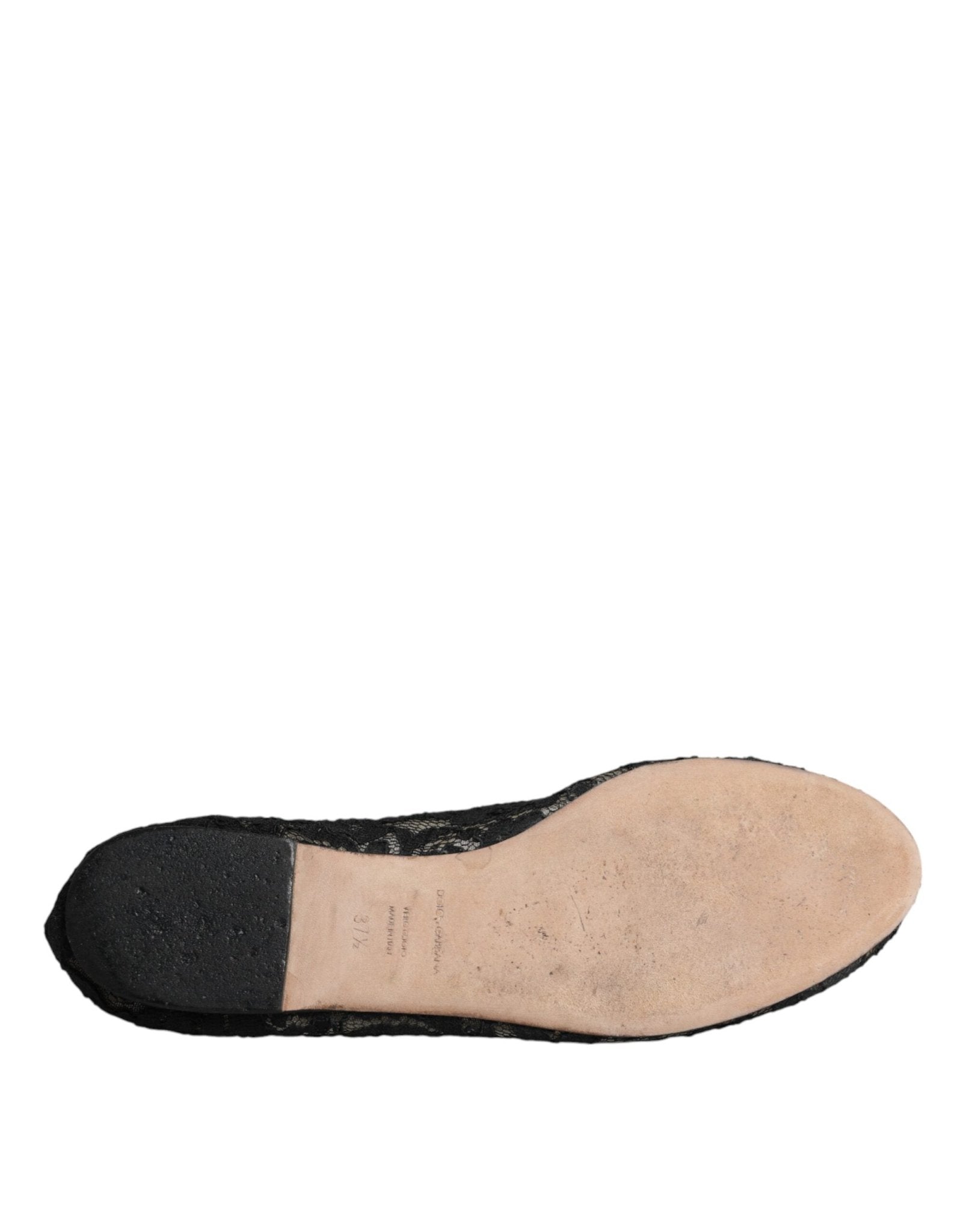 Dolce & Gabbana Black Taormina Lace Slip On Flats Shoes - SMARTMARTNZ