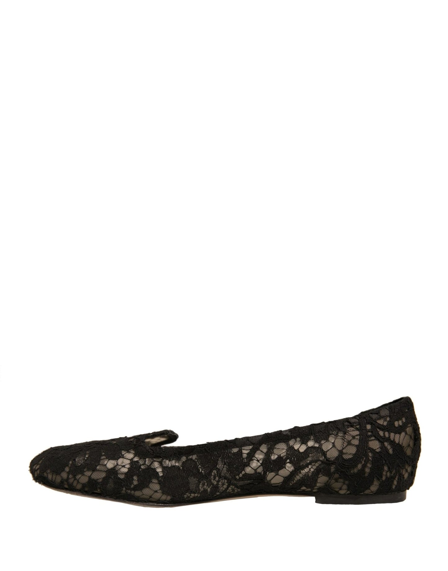 Dolce & Gabbana Black Taormina Lace Slip On Flats Shoes - SMARTMARTNZ