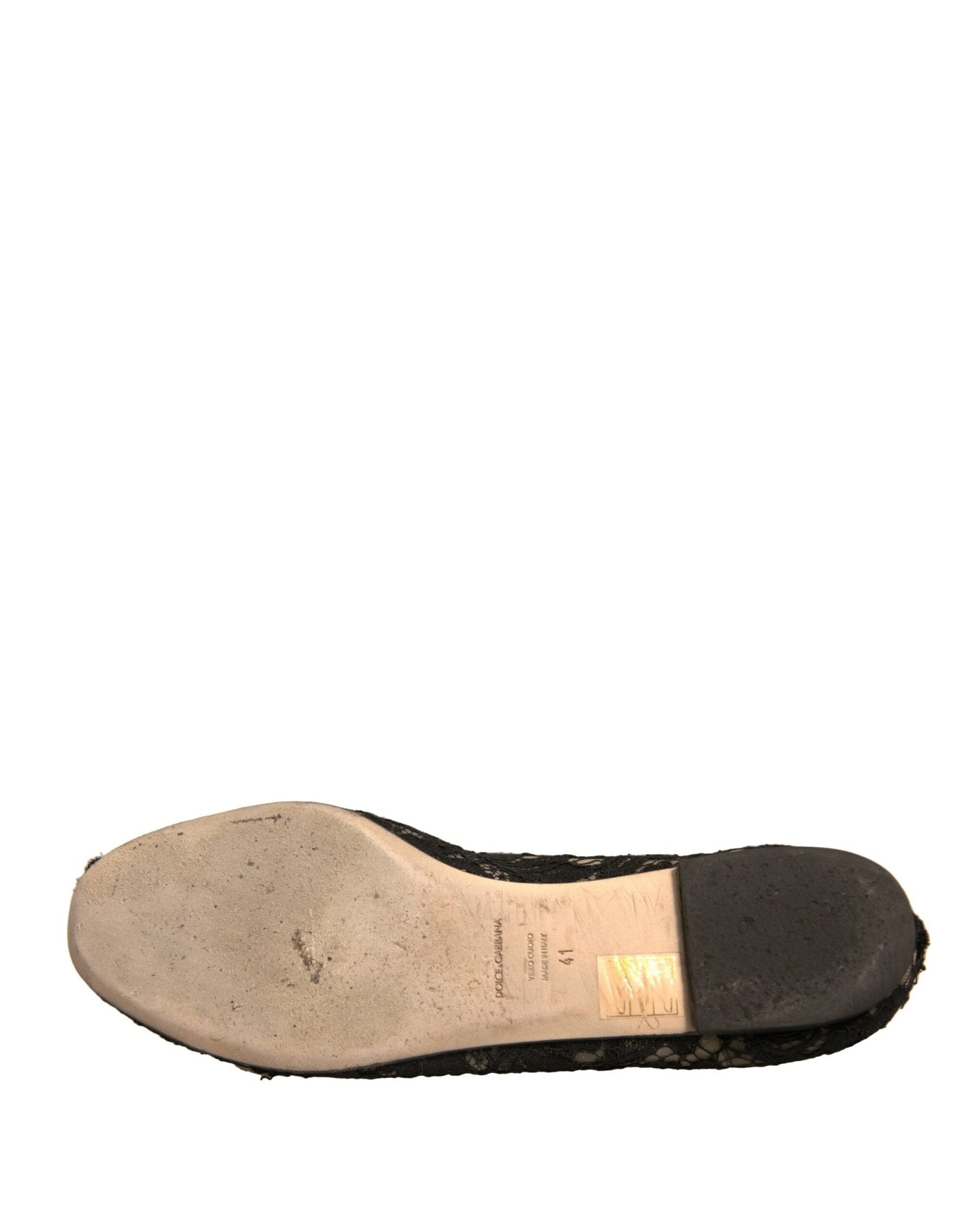 Dolce & Gabbana Black Taormina Lace Slip On Flats Shoes - SMARTMARTNZ
