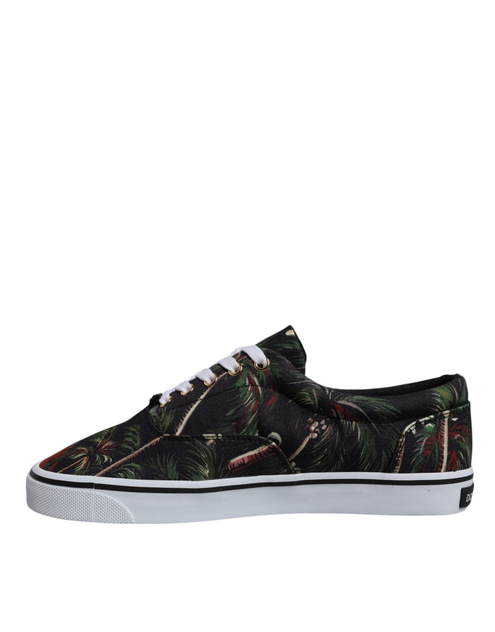 Dolce & Gabbana Black Tropical Print Low Top Sneakers Shoes - SMARTMARTNZ