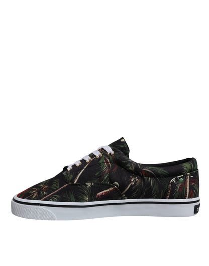 Dolce & Gabbana Black Tropical Print Low Top Sneakers Shoes - SMARTMARTNZ