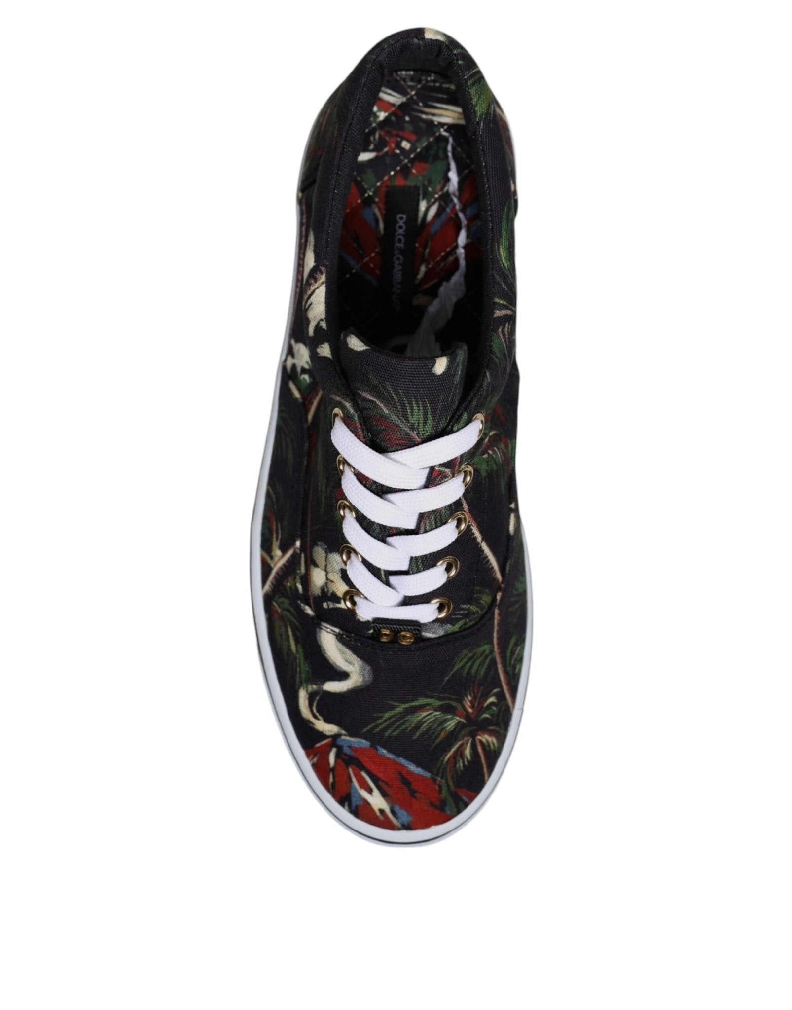 Dolce & Gabbana Black Tropical Print Low Top Sneakers Shoes - SMARTMARTNZ