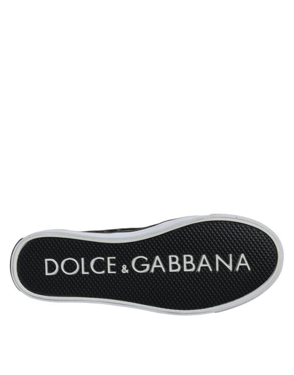 Dolce & Gabbana Black Tropical Print Low Top Sneakers Shoes - SMARTMARTNZ