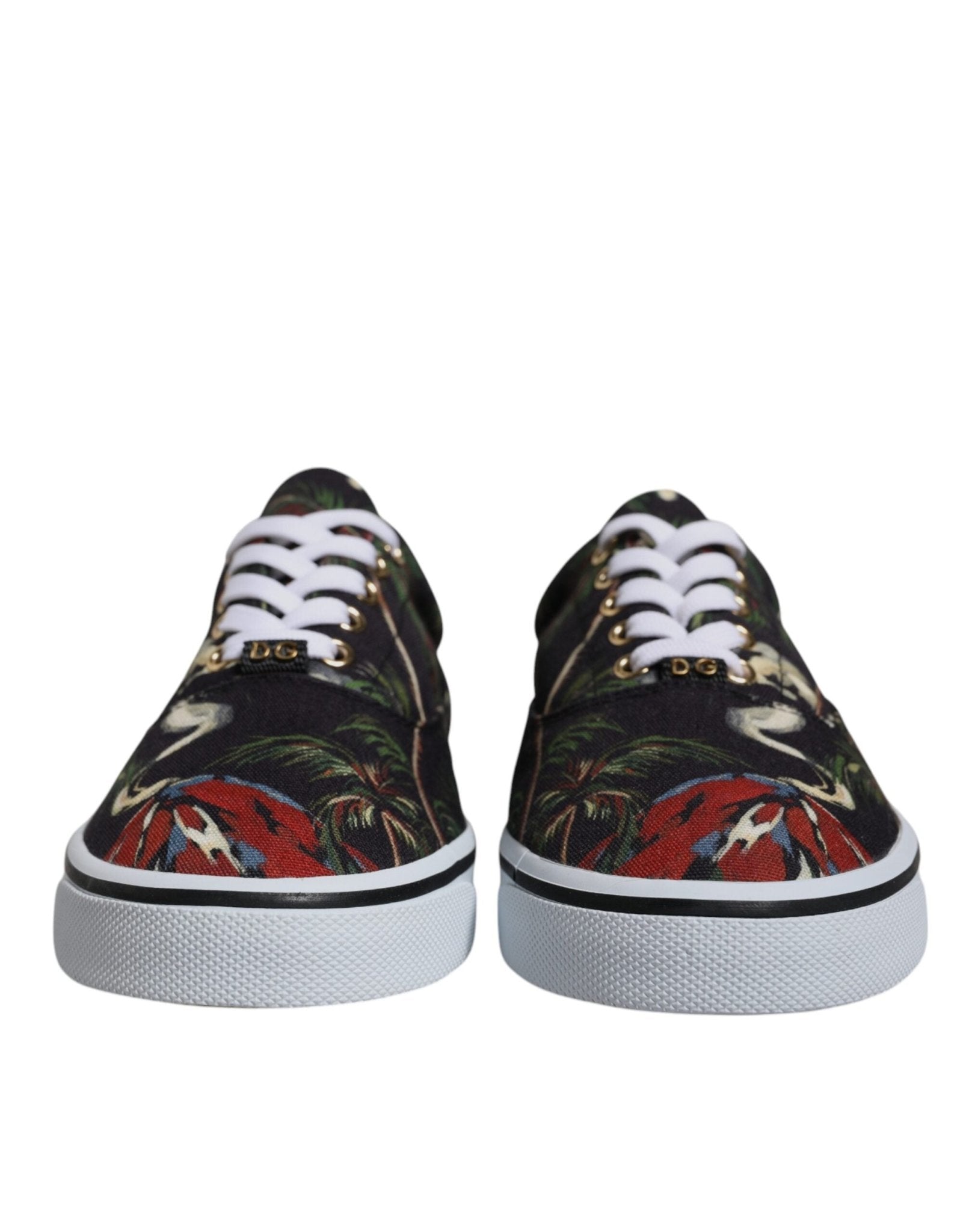 Dolce & Gabbana Black Tropical Print Low Top Sneakers Shoes - SMARTMARTNZ