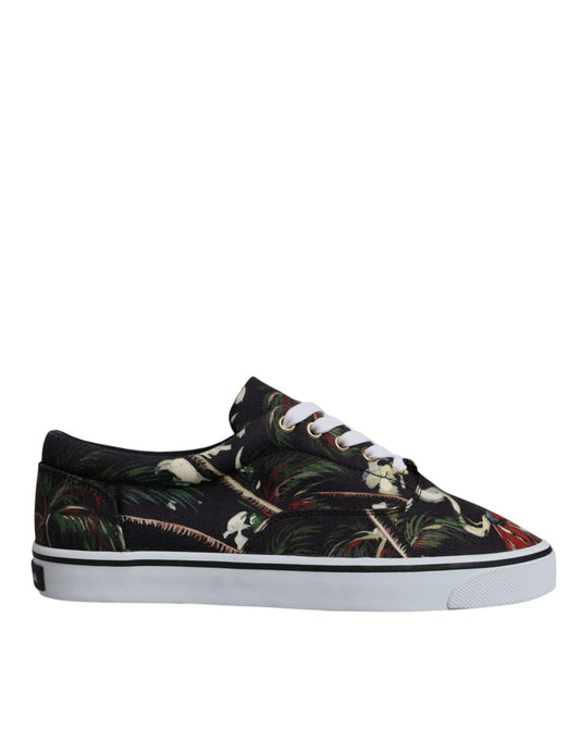 Dolce & Gabbana Black Tropical Print Low Top Sneakers Shoes - SMARTMARTNZ