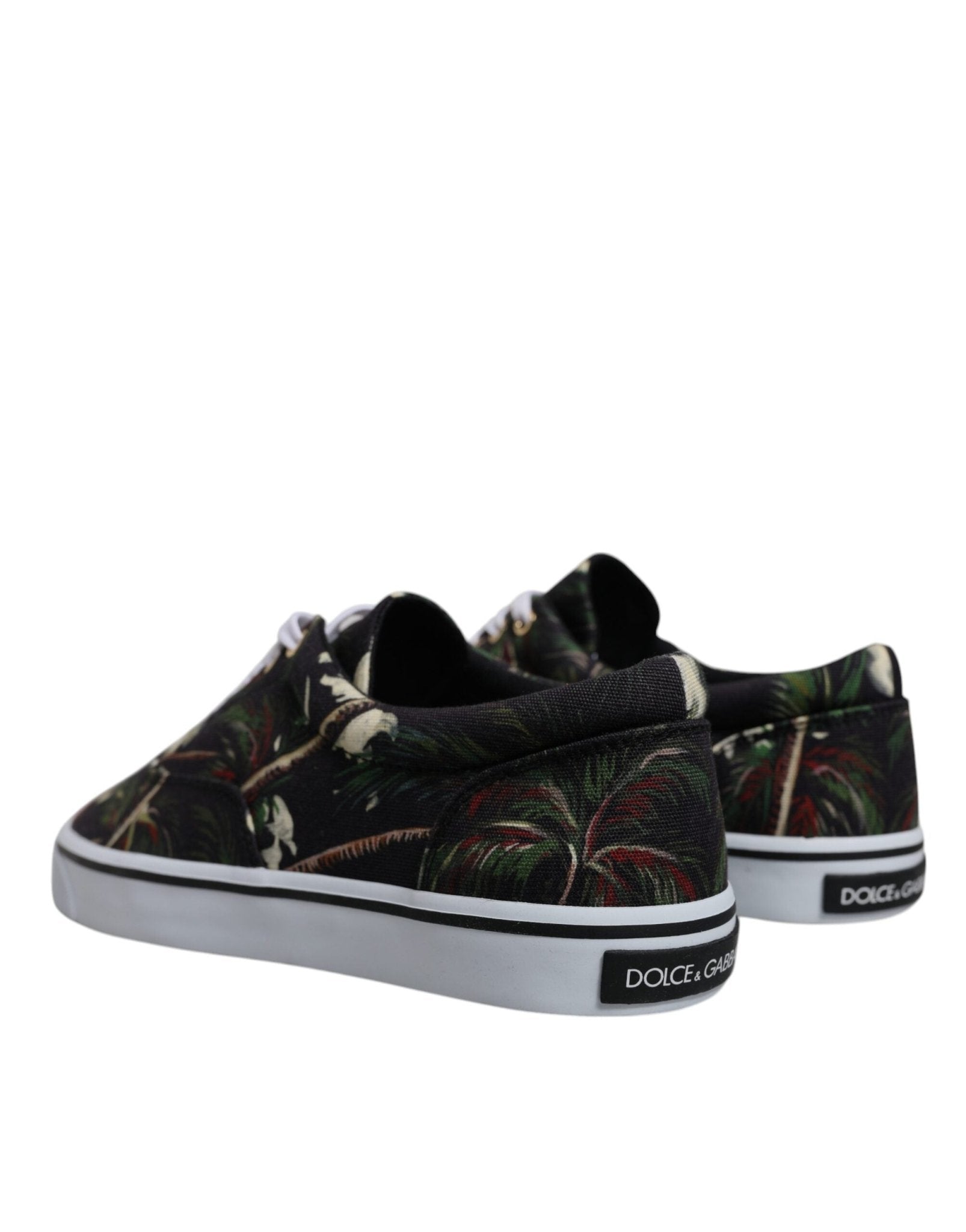 Dolce & Gabbana Black Tropical Print Low Top Sneakers Shoes - SMARTMARTNZ