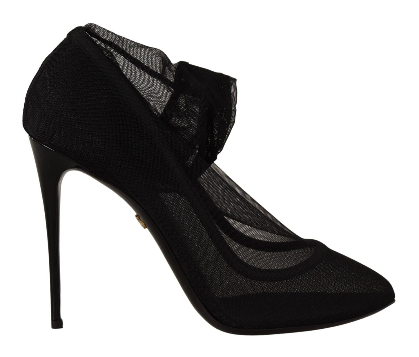 Dolce & Gabbana Black Tulle Stretch Boots Pumps Shoes - SMARTMARTNZ