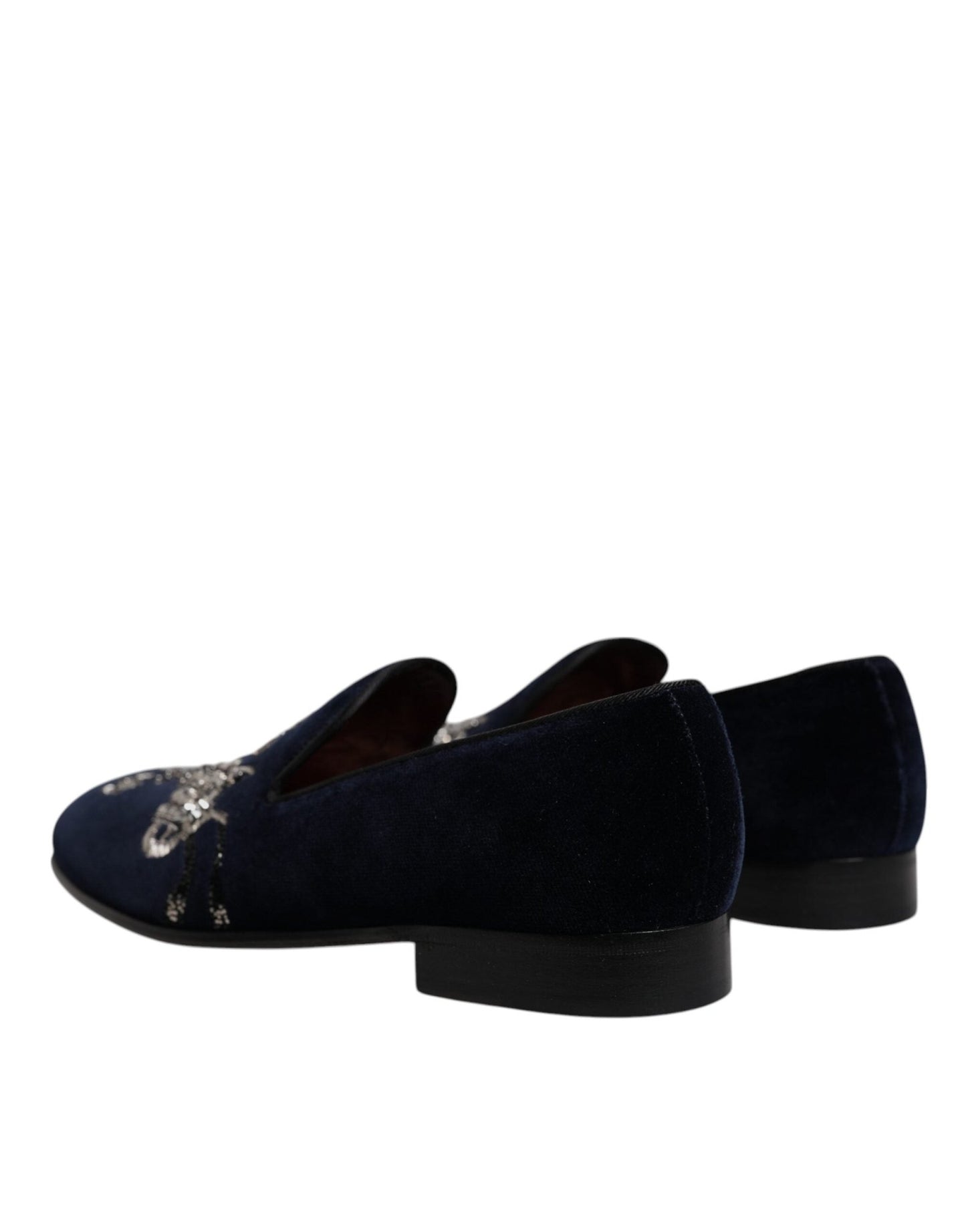 Dolce & Gabbana Black Velvet Floral Gun Loafers Dress Shoes - SMARTMARTNZ