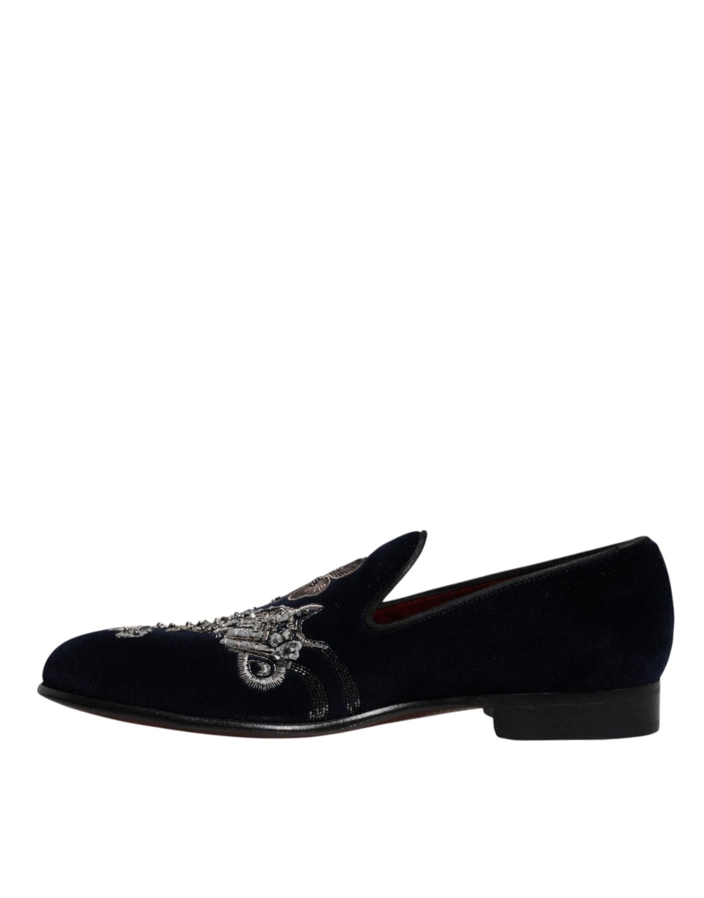 Dolce & Gabbana Black Velvet Floral Gun Loafers Dress Shoes - SMARTMARTNZ