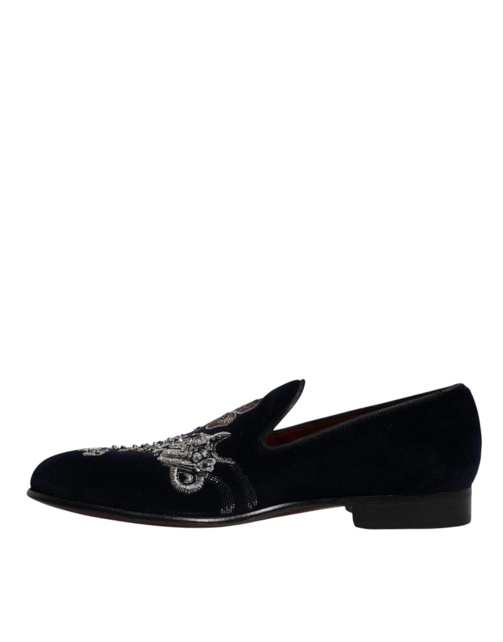 Dolce & Gabbana Black Velvet Floral Gun Loafers Dress Shoes - SMARTMARTNZ