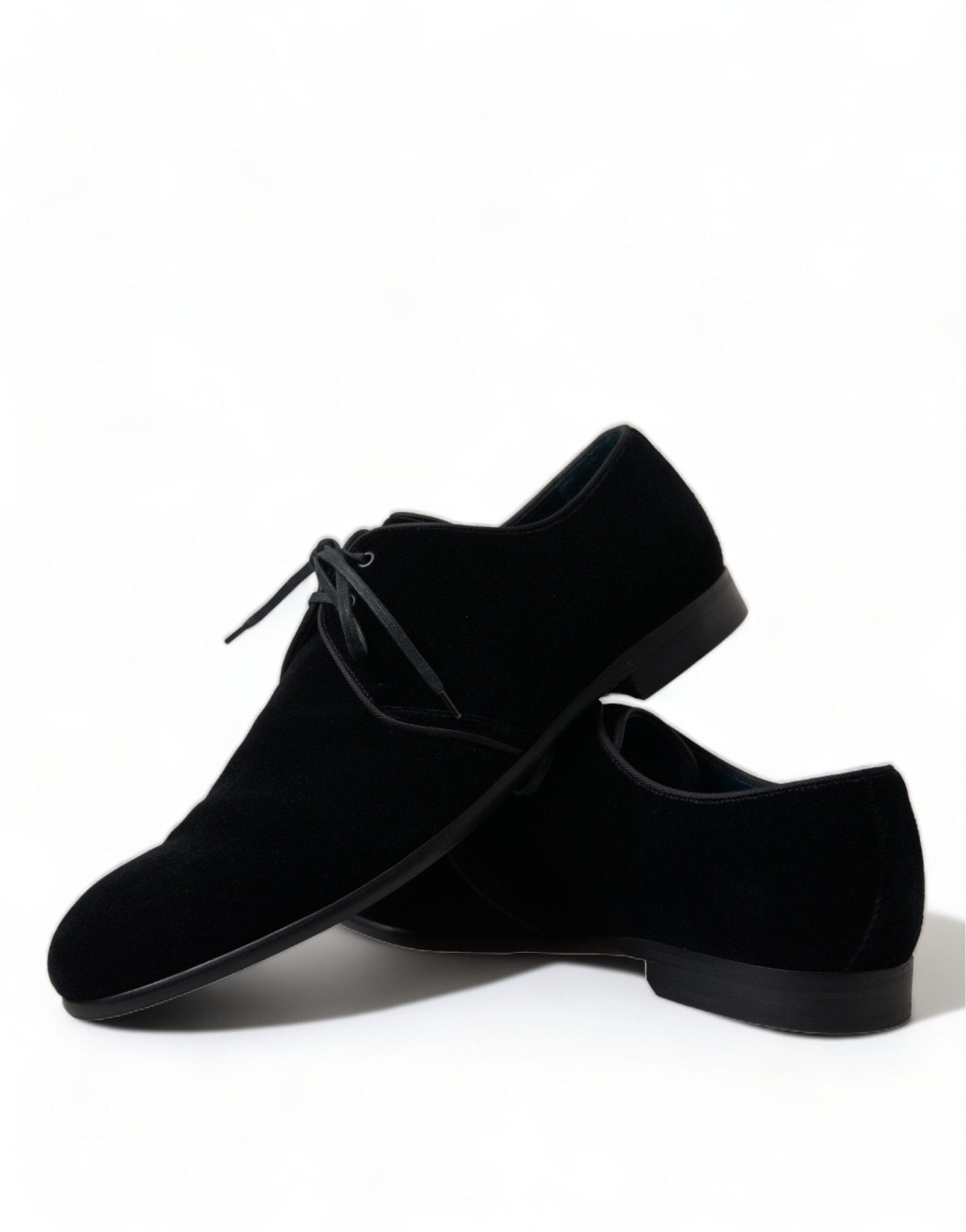 Dolce & Gabbana Black Velvet Lace Up Formal Derby Dress Shoes - SMARTMARTNZ