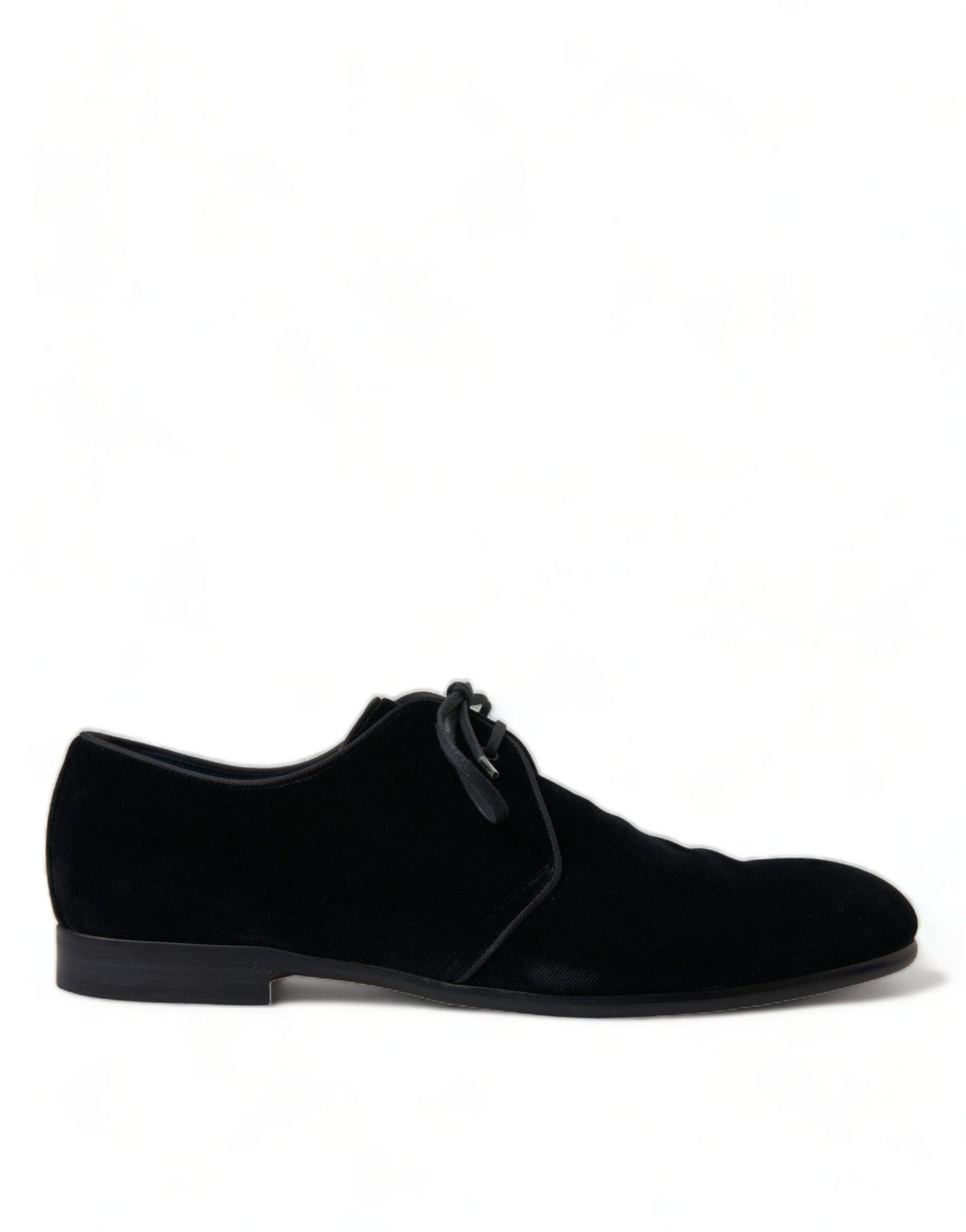 Dolce & Gabbana Black Velvet Lace Up Formal Derby Dress Shoes - SMARTMARTNZ