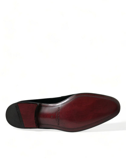 Dolce & Gabbana Black Velvet Loafers Formal Dress Shoes - SMARTMARTNZ