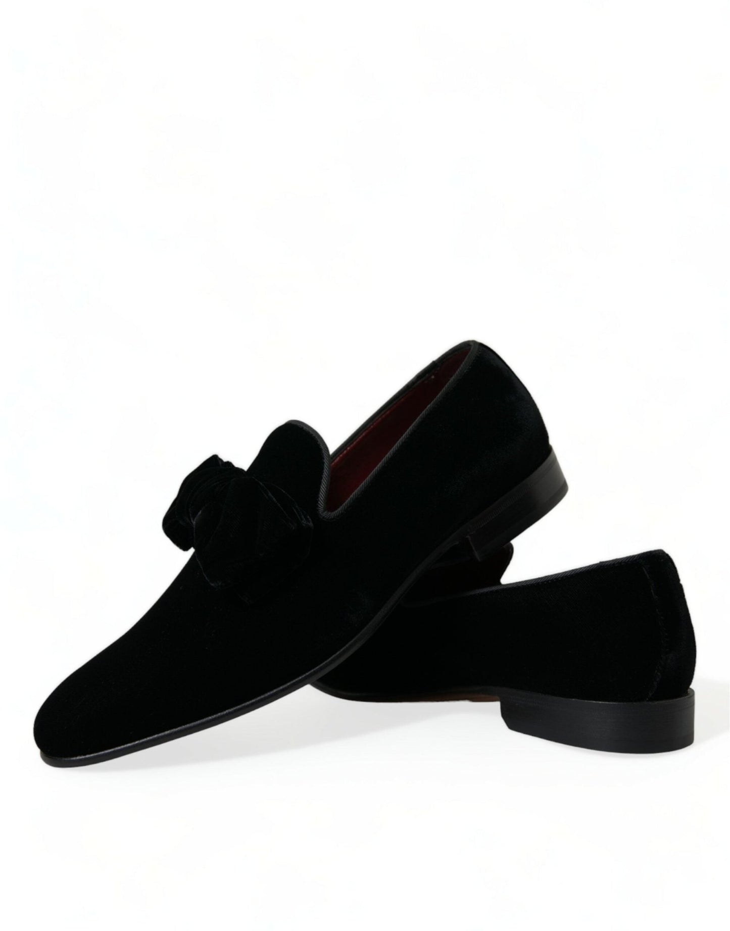 Dolce & Gabbana Black Velvet Loafers Formal Dress Shoes - SMARTMARTNZ