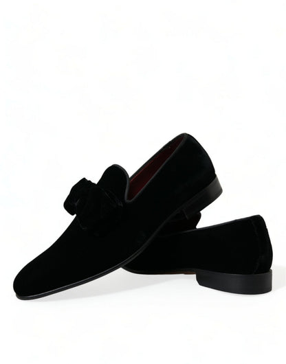 Dolce & Gabbana Black Velvet Loafers Formal Dress Shoes - SMARTMARTNZ